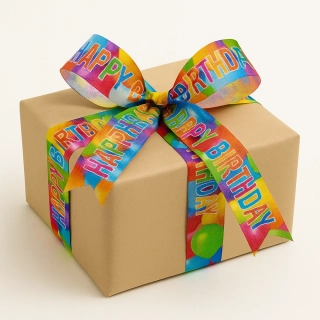 Stuha narozeninová BIRTHDAY BALOONS taftová 40mm x 2m (13,-Kč/m)