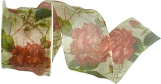 Stuha organzová MAGIC GARDEN DARK 40mm x 2m (15,-Kč/m)