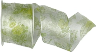 Stuha taftová FLOWER BREEZE WHITE průsvitná 40mm x 2m (15,-Kč/m)