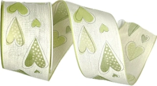 Bavlněná stuha ROMANCE – pastelově zelená 40mm x 2m