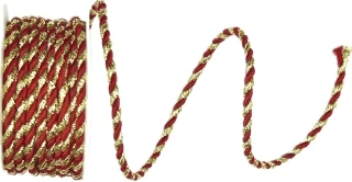 Provázek kroucený TwistCord Royal Red & Gold zlato - červený 3 mm x 3 m (6,- Kč/m)