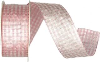 Stuha taftová VICHY KARO PINK 25mm x 2m (10,-Kč/m)