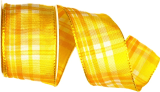 Saténová stuha CARACAS KARO sytě žlutá 40mm x 2m