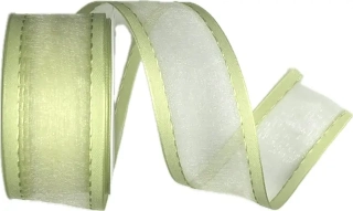 Stuha organzová CHAMPAGNER LIMONE prošívaná zelená 40mm x 2m (13,-Kč/m)