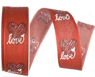Taftová stuha Love Red – červená 25mm x 2m