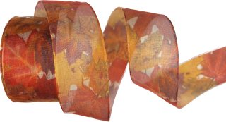 Stuha taftová MAPLE LEAVES – Autumn Glow 40mm x 2m (15,-Kč/m) 