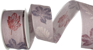 Stuha látková Autumn Cotton Leaf – Misty Violet fialová 40mm x 2m (14,-Kč/m)