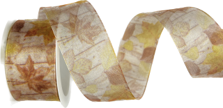 Stuha organzová MAPLE LEAVES Maple Leaves – Golden Breeze40mm x 2m (15,-Kč/m) 