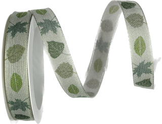 Stuha látková AUTUMN LEAVES III– Green Whisper zelená 15mm x 4m (6,-Kč/m)