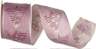 Stuha vánoční PINK TREES pastelově růžová 40mm x 2m (13,-Kč/m)