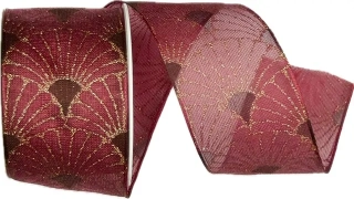 Stuha vánoční organzová GLAMOUR FESTIVAL BURGUNDY bordó 40mm x 2m (14,50,-Kč/m)