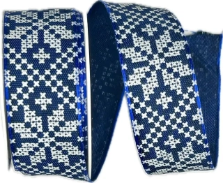 Stuha vánoční NORDIC BLUE modrá 25mm x 2m (13,-Kč/m)