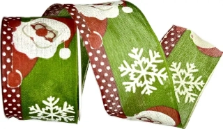 Stuha vánoční RED NOSE SANTA zelená 40mm x 2m (12,-Kč/m)