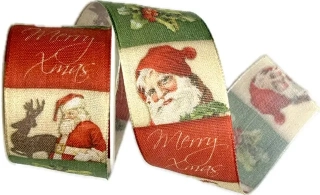 Stuha vánoční SANTA'S REINDEER 40mm x 2m (10,-Kč/m)