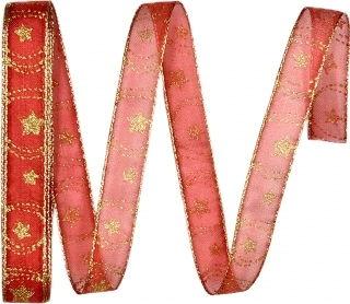 Vánoční stuha červená HARMONY taftová 15mm x 2m (7,50 Kč/m)