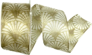 Stuha vánoční organzová GLAMOUR FESTIVAL GOLD 40 mm x 2m (14,50,-Kč/m)