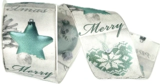 Stuha vánoční CHRISTMAS DECORATION BLUE modrá 40mm x 2m (15,-Kč/m)