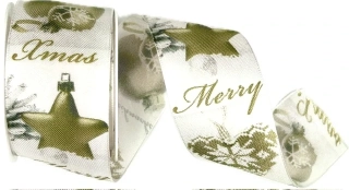 Stuha vánoční CHRISTMAS DECORATION GOLD zlatá 40mm x 2m (16,-Kč/m)