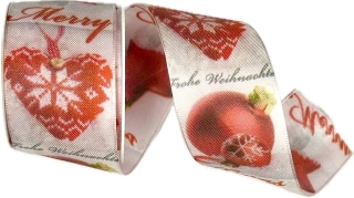 Stuha vánoční CHRISTMAS DECORATION RED červená 40mm x 2m (15,-Kč/m)