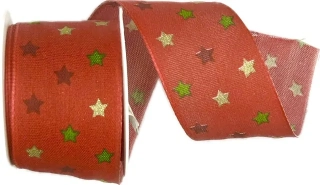 Stuha vánoční bavlněná LIGHT SPOTS červená 40mm x 2m (13,-Kč/m)