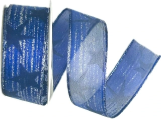 Vánoční stuha organzová BLUE STARS 25mm x 2m (12,-Kč/m)