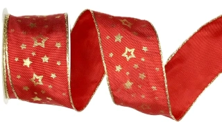 Stuha vánoční saténová NOBLESSE RED červená 40mm x 2m (16,-Kč/m)