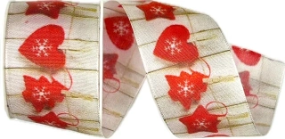 Stuha vánoční RED HEARTS DECORATION červená 40mm x 2m (13,-Kč/m)