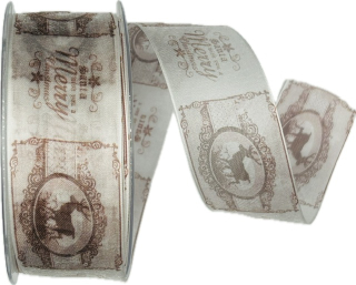 Stuha vánoční ROMANTIC REINDEER 40mm x 20m (5,-Kč/m) POSLEDNÍ KUSY!