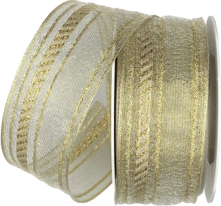 Stuha  vánoční OUTDOOR ORGANDY WATERPROOF GOLD  40mm x 10m ( 9,90 Kč/m)