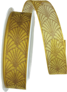 Stuha vánoční organzová GLAMOUR FESTIVAL GOLD 25mm x 2m (13,-Kč/m)