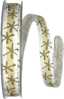 Vánoční stuha lněná CRAZY SNOWFLAKES 15mm x 20m ( 6,- Kč/m)