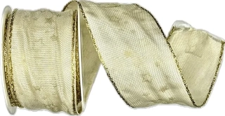 Stuha vánoční saténová NOBLESSE CREAM krémová 40mm x 2m (14,-Kč/m)