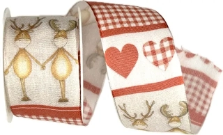 Stuha vánoční REINDEER IN LOVE bílá 40mm x 2m (13,-Kč/m) 