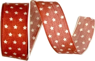 Stuha vánoční bavlněná TINY STARS RED červená 25mm x 2m(9,-Kč/m)