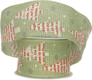 Vánoční stuha bavlněná CHRISTMAS FOREST GREEN 40mm x 2m (5,-Kč/m)