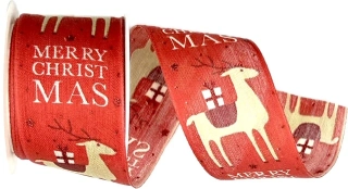 Stuha vánoční SOB S DÁRKEM červená 40mm x 2m (12,50 Kč/m)