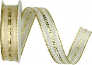 Stuha organzová GLITZER zlatá 15mm x 2m (8,- Kč/m)