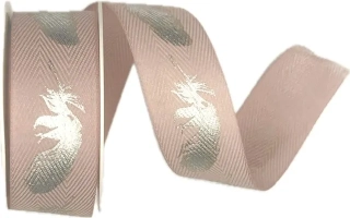 Stuha bavlněná FEATHER PINK pastelově růžová 25mm x 2m (8,-Kč/m)