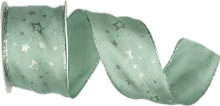 Stuha vánoční saténová NOBLESSE MINT mentolová 40mm x 2m (14,-Kč/m)