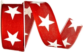 Stuha vánoční ADVENT STAR RED červená 25mm x 3m (8,- Kč/m)