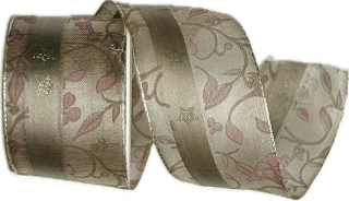 Vánoční stuha CHRISTMASS ROSSES 40mm x 2m (16,-Kč/m)