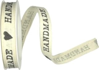 Stuha bavlněná HANDMADE s potiskem 15mm x 2m (10,-Kč/m)