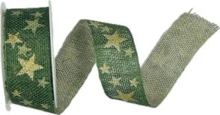 Stuha vánoční WINTER HEAVEN GREEN zelená 25mm x 2m (11,-Kč/m)