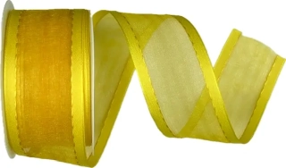 Stuha organzová CHAMPAGNER YELLOW prošívaná žlutá 40mm x 2m (13,-Kč/m)