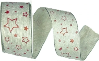 Stuha vánoční MAGIC ELEGANCE pastelově šedá 40mm x 3m (5,- Kč/m)