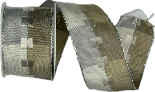 Stuha vánoční CELEBRATION PLATINUM 40mm x 2m  (15,-Kč/m)