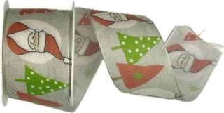 Vánoční stuha bavlněná Sob a Santa 40mm x 2m