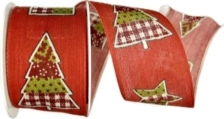 Vánoční stuha bavlněná CHRISTMAS červená 40mm x 2m