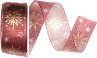 Stuha vánoční STARLIGHT BURGUMDY SHINE bordó 25mm x 2m (14,-Kč/m)