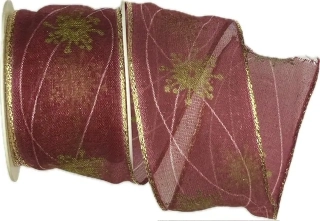 Vánoční organzová stuha CARDINAL STAR bordó 40mm x 2m (15,-Kč/m)